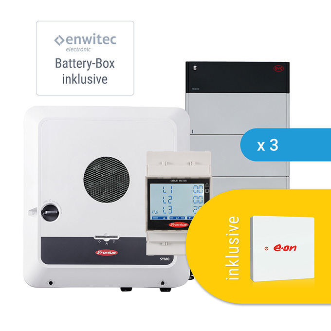 Fronius Symo GEN24 10.0 Plus + 3 x BYD BAT-BOX PREM. HVS 10.2 (30,72 kWh) + E.ON Home