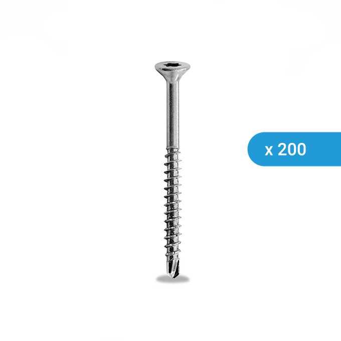 200x K2 Holzschraube mit Bohrspitze und Senkkopf 6x70/42