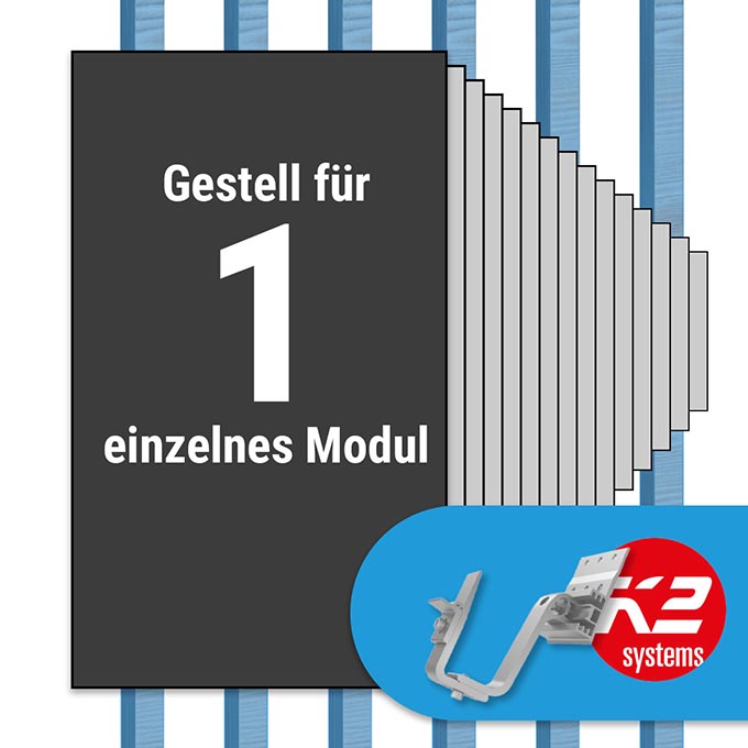 K2 Paket Ziegeldach: 1 Reihe x 1 Modul (K2 4S: Jeder Sparren)