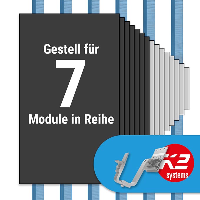 K2 Paket Ziegeldach: 1 Reihe x 7 Module (K2 4S: Jeder Sparren)