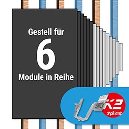 K2 Paket Ziegeldach: 1 Reihe x 6 Module (K2 4S: Jeder 2. Sparren)