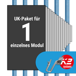 K2 Paket Ziegeldach: 1 Reihe x 1 Modul (K2 3S Long Dachhaken: Jeder Sparren)