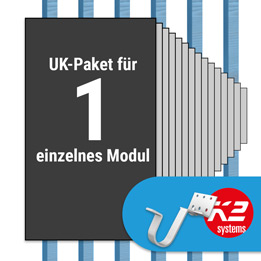K2 Paket Ziegeldach: 1 Reihe x 1 Modul (K2 Vario Set Dachhaken: Jeder Sparren)