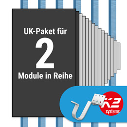 K2 Paket Ziegeldach: 1 Reihe x 2 Module (K2 Vario Set Dachhaken: Jeder Sparren)