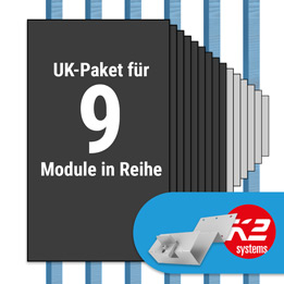 K2 Paket Tegalit: 1 Reihe x 9 Module (K2 2 Set Dachhaken: Jeder Sparren)