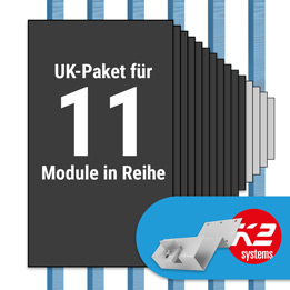 K2 Paket Tegalit: 1 Reihe x 11 Module (K2 2 Set Dachhaken: Jeder Sparren)