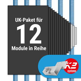 K2 Paket Tegalit: 1 Reihe x 12 Module (K2 2 Set Dachhaken: Jeder Sparren)