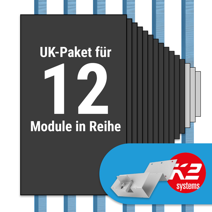 K2 Paket Tegalit: 1 Reihe x 12 Module (K2 2 Set Dachhaken: Jeder Sparren)