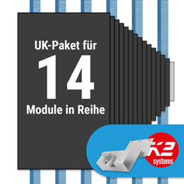 K2 Paket Tegalit: 1 Reihe x 14 Module (K2 2 Set Dachhaken: Jeder Sparren)