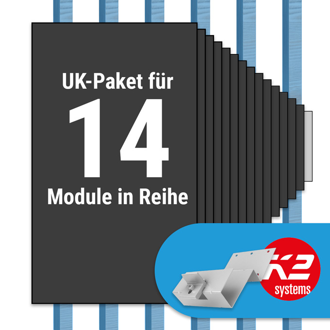 K2 Paket Tegalit: 1 Reihe x 14 Module (K2 2 Set Dachhaken: Jeder Sparren)