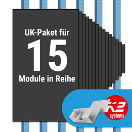 K2 Paket Tegalit: 1 Reihe x 15 Module (K2 2 Set Dachhaken: Jeder Sparren)