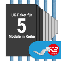 K2 Paket Biberschwanz: 1 Reihe x 5 Module (K2 FLA H35/144 Dachhaken: Jeder Sparren)