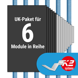 K2 Paket Biberschwanz: 1 Reihe x 6 Module (K2 FLA H35/144 Dachhaken: Jeder Sparren)