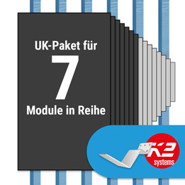 K2 Paket Biberschwanz: 1 Reihe x 7 Module (K2 FLA H35/144 Dachhaken: Jeder Sparren)