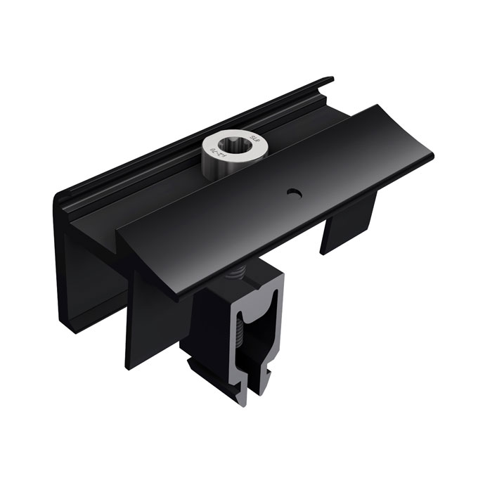 SL Rack Endklemme mit Erdung, schwarz eloxiert 28 - 45 mm