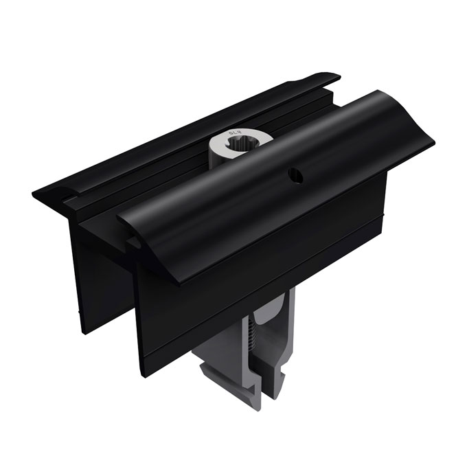 SL Rack Mittelkemme mit Erdung, schwarz eloxiert 28 - 50 mm