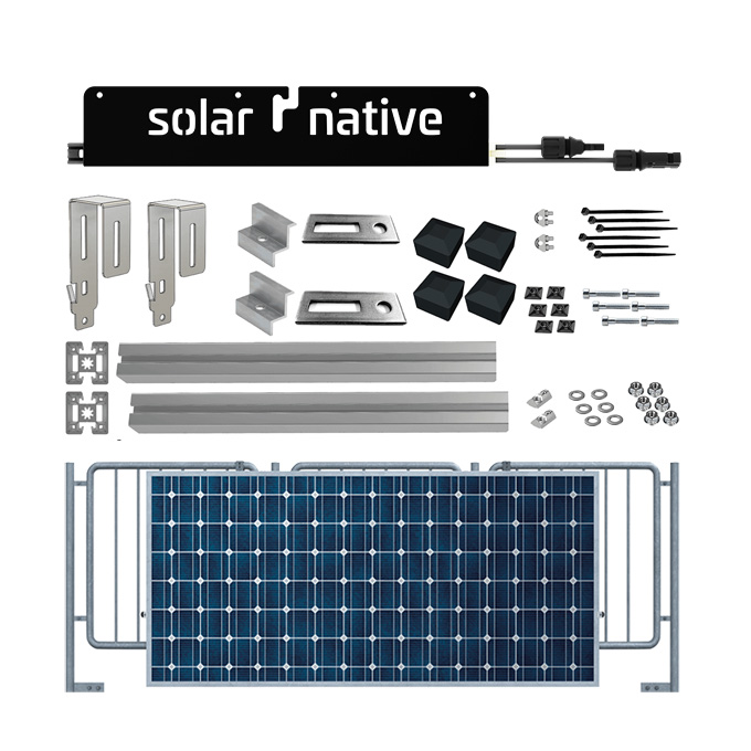 Solarnative PowerStick Balcony 350 + eCOM Farm BKW Flach, eckig bis 70 mm